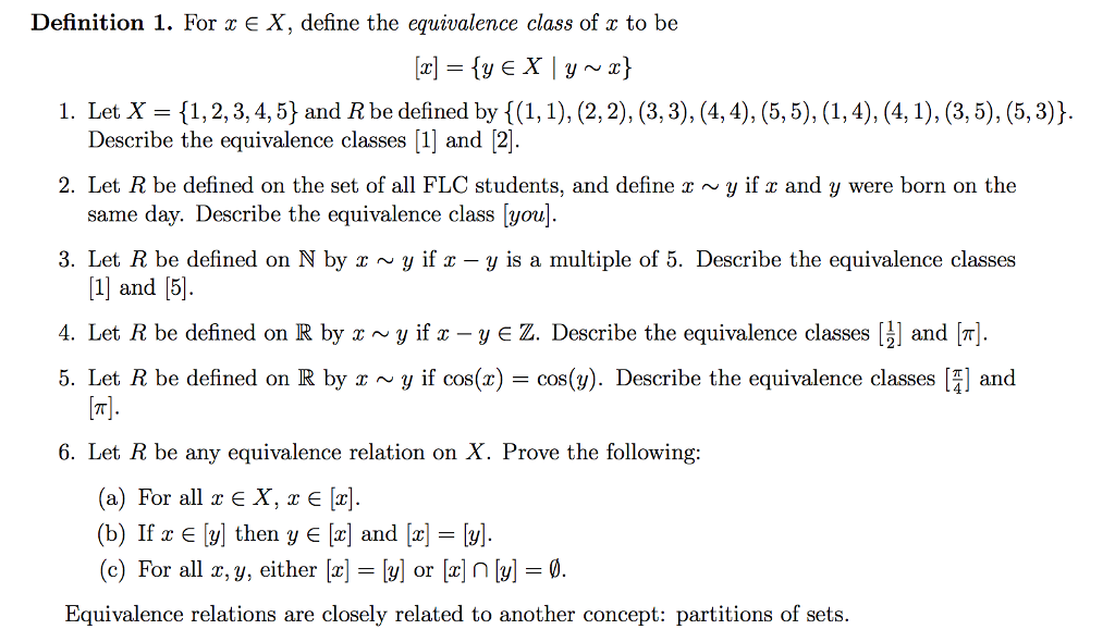 Solved For R Element X Define The Equivalence Class Of X Chegg Com