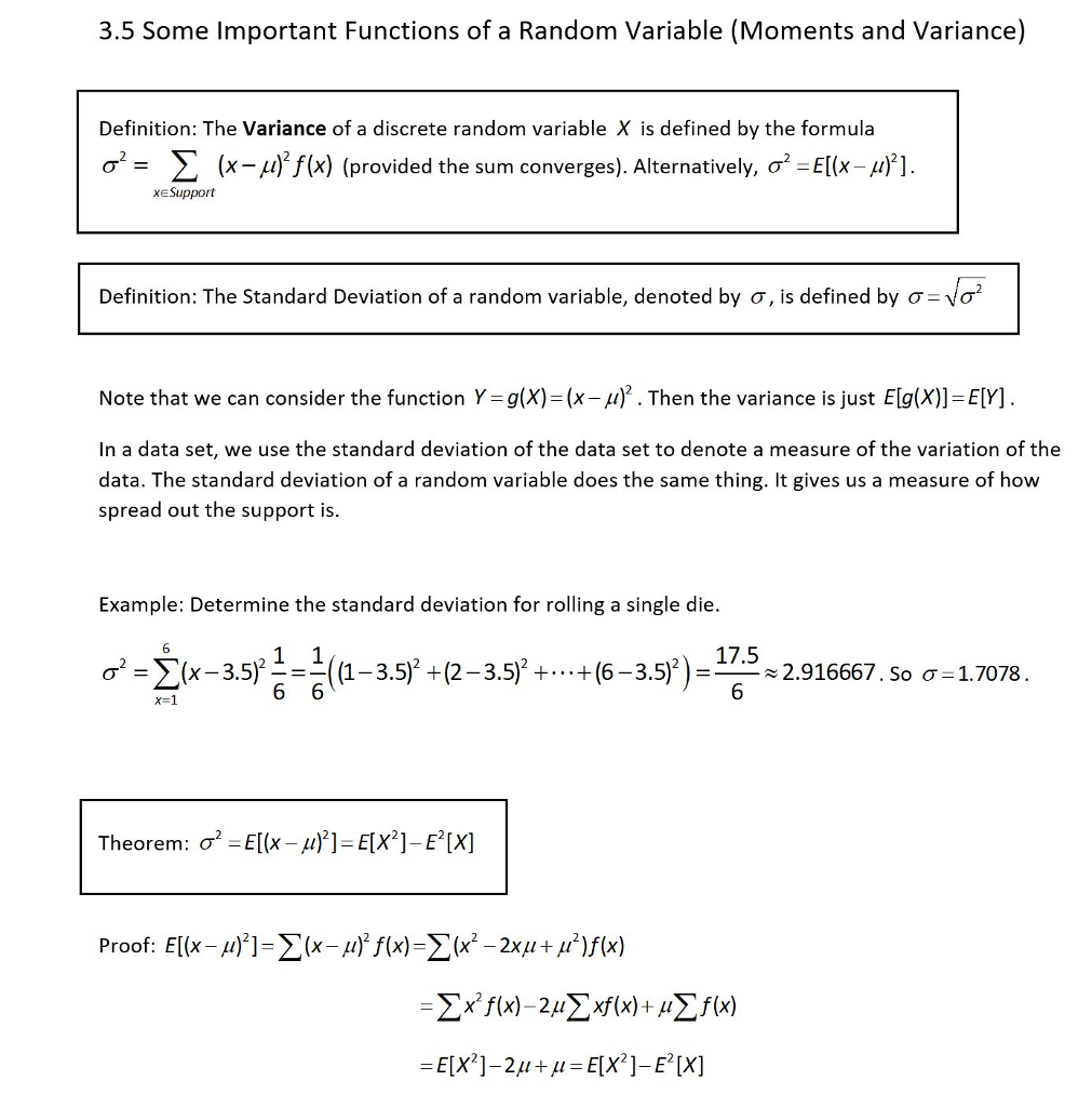 Solved Definition The Mean Of A Discrete Random Variable Chegg Com