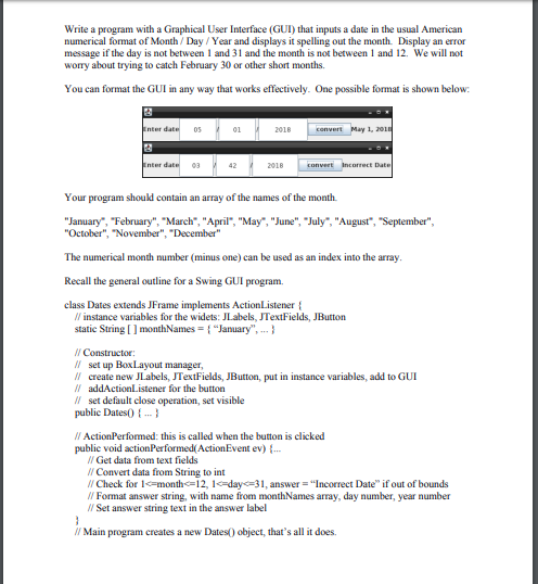 Solved Write A Program With A Graphical User Interface G