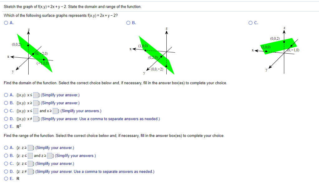 Solved Sketch The Graph Of F X Y 2x Y 2 State The Doma Chegg Com