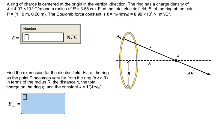 Electric field of a non-uniformly charged ring