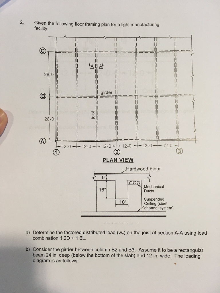Solved 2 Given The Following Floor Framing Plan For A Li