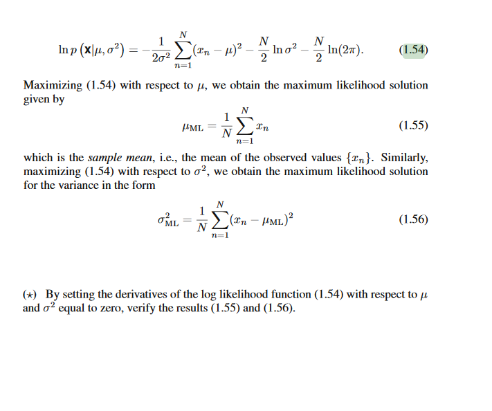Ln P X Mu Sigma 2 1 2 Sigma 2 Sigma N 1 N Chegg Com