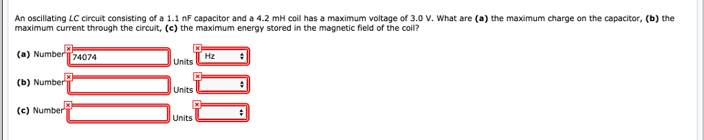 Solved An Oscillating Lc Circuit Consisting Of A 1 1 Nf C Chegg Com