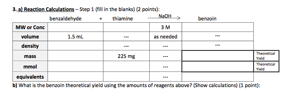Solved: 3 A) Reaction Calculations-Step 1 (fill In The Bl