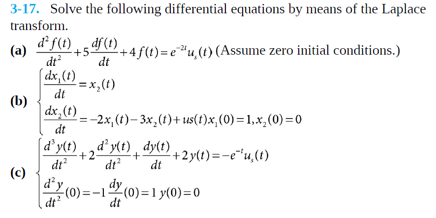 Solved 3 17 Solve The Following Differential Equations B Chegg Com