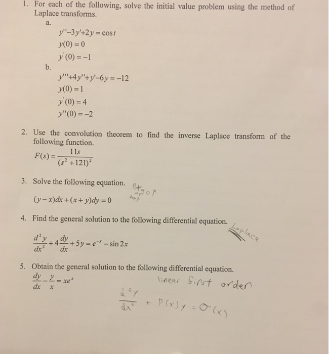 Solved For Each Of The Following Solve The Initial Value Chegg Com