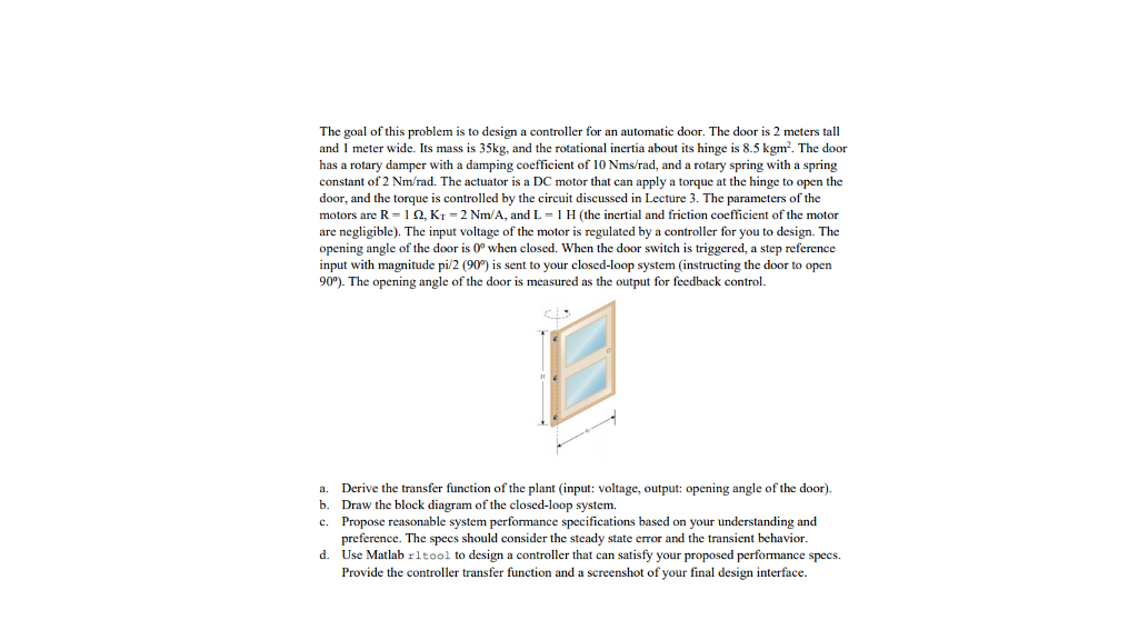 Solved The Goal Of This Problem Is To Design A Controller