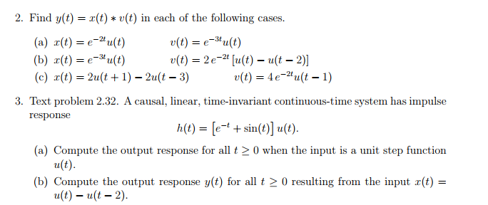 Solved 2 Find Y T T In Each Of The Following Cases R Chegg Com