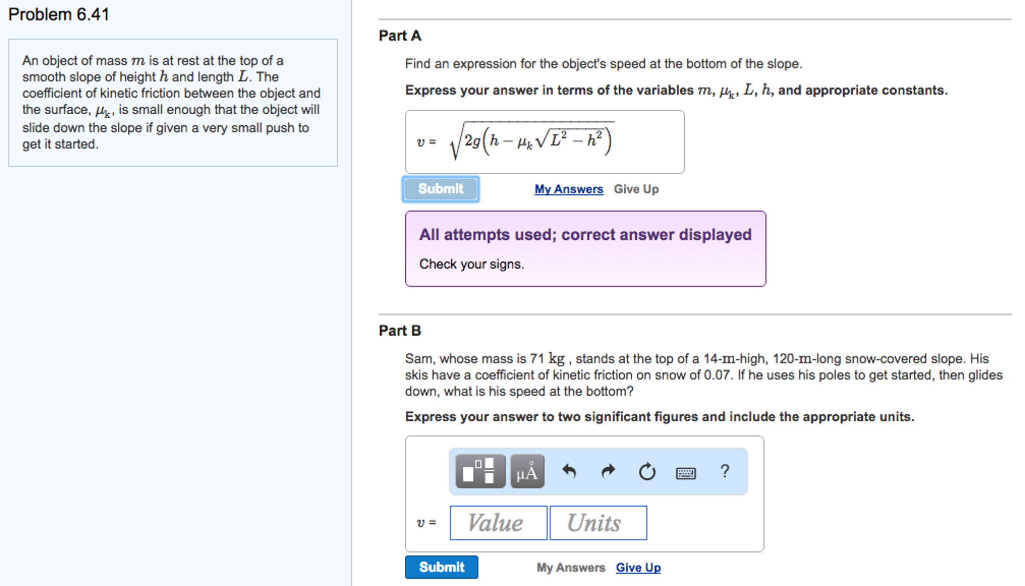 An Object Of Mass M Is At Rest At The Top Of A Smooth Chegg 