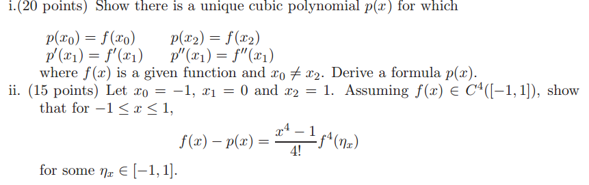 Solved I Show There Is A Unique Cubic Polynomial P X Fo Chegg Com