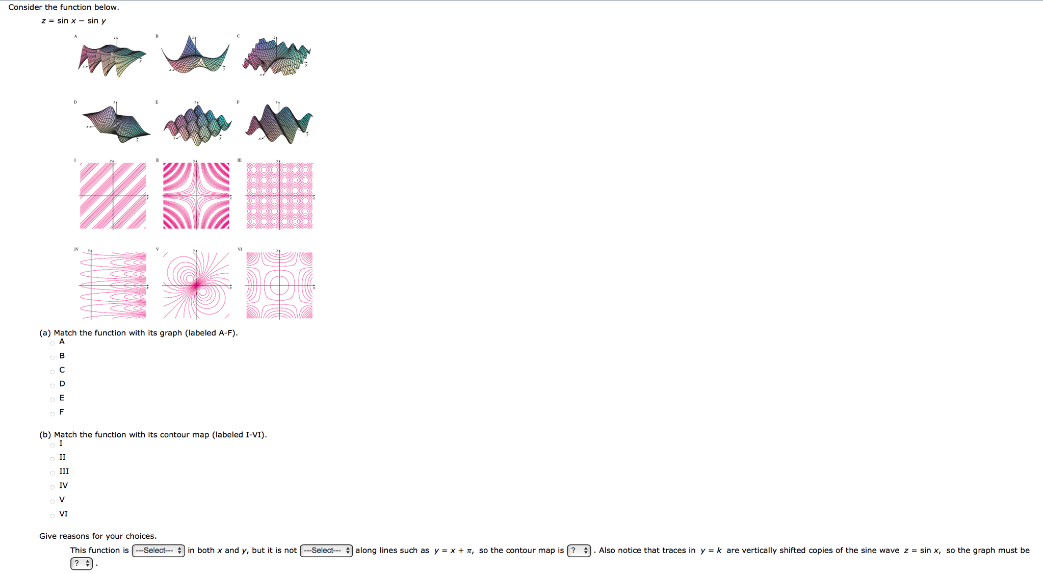 Solved Consider The Function Below Z Sin X Sin Y Chegg Com