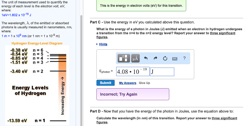 Solved The Unit Of Measurement Used To Quantify The Energy Chegg Com