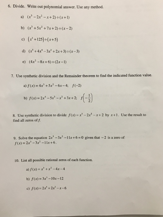 determine the degree of each of the following polynomial functions