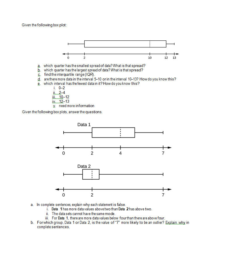 Solved: Given The Following Box Plot:a. Which Quarter Has ... | Chegg.com