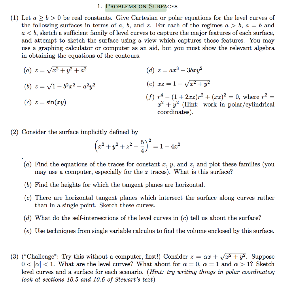 Problems On Surfaces Calc 3 I Do Not Understand Chegg Com