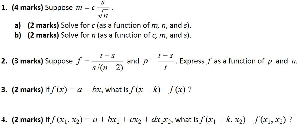 Solved Suppose M C S Squareroot N Solve For C As Func Chegg Com