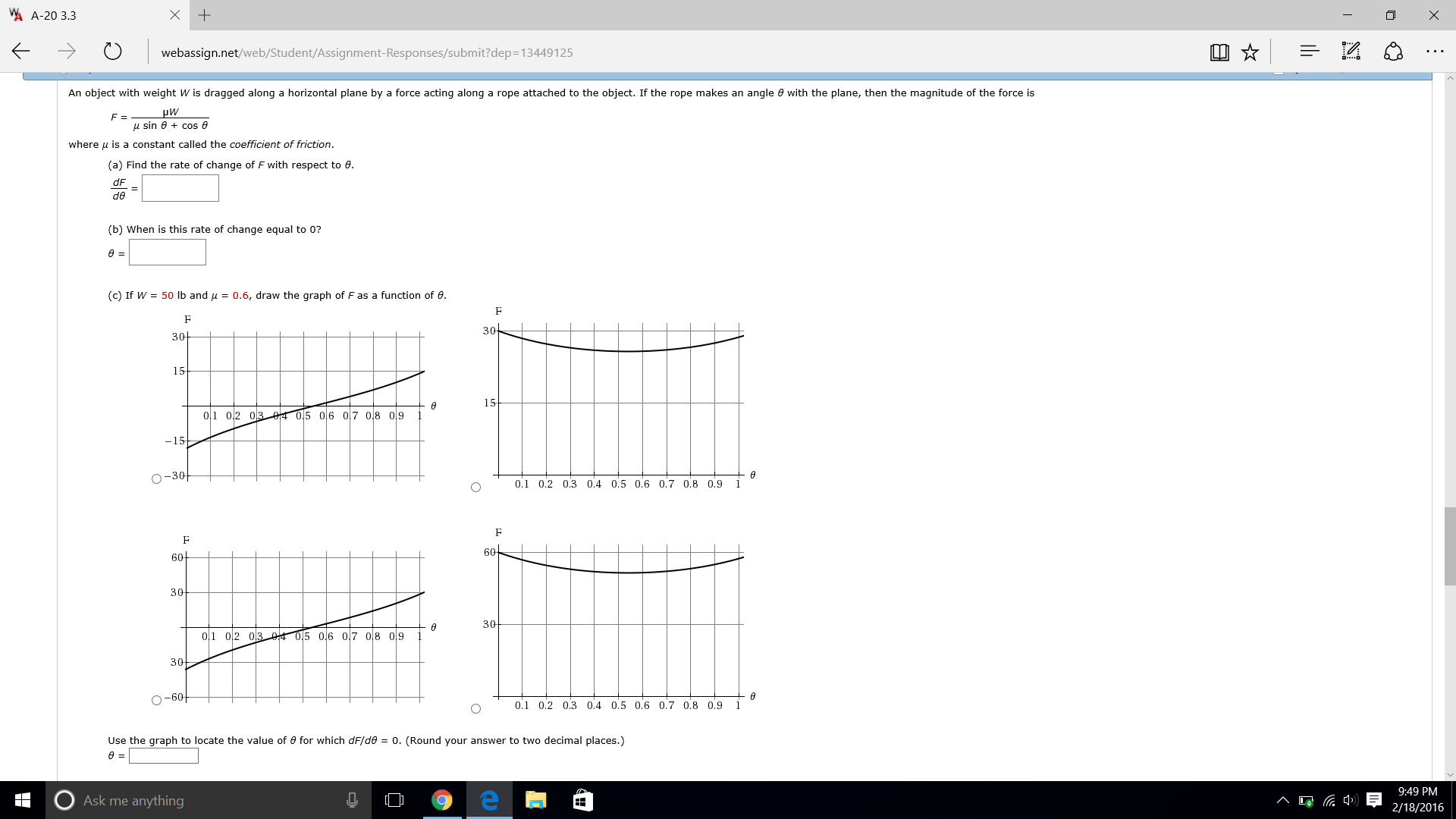 Solved An Object With Weight W Is Dragged Along A Horizon Chegg Com