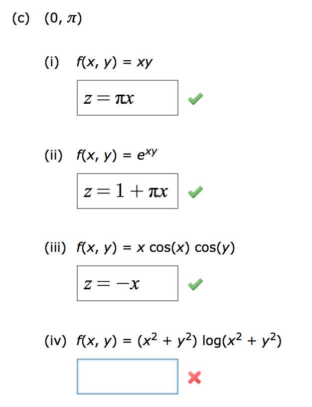 Solved I F X Y Xy In X Y Iii F X Y X Cos X Co Chegg Com