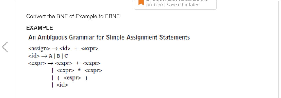 Solved Problem Save It For Later Convert The Bnf Of Exa Chegg Com