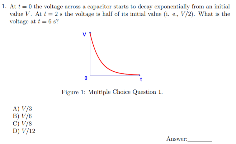 Solved 1 At T 0 The Voltage Across A Capacitor Starts To Chegg Com