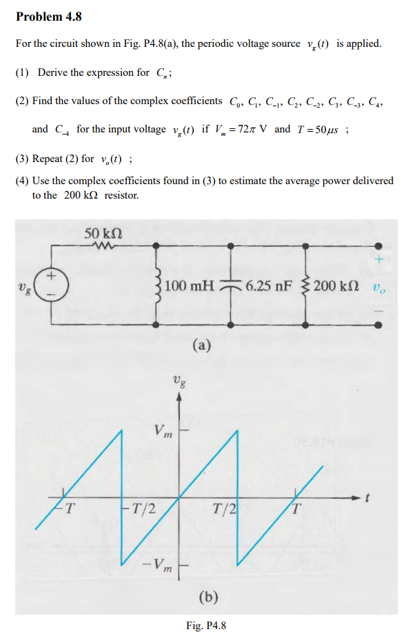 Solved For The Circuit Shown In Fig P4 8 A The Periodi Chegg Com