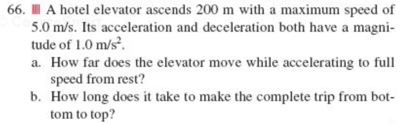 A Hotel Elevator Ascends 200 M With A Maximum Speed Chegg 