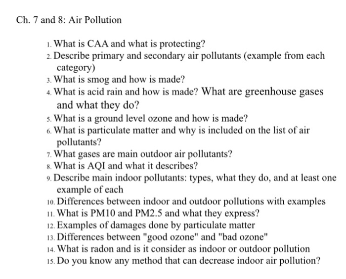 Primary pollutants examples