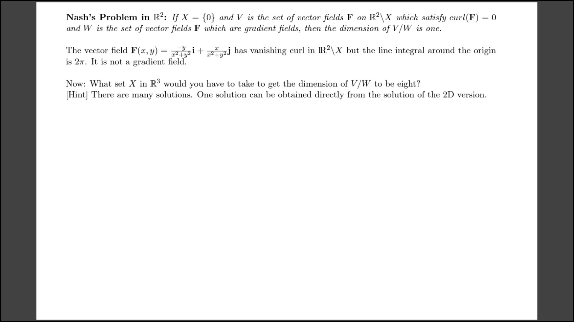 Solved Nash S Problem In R 2 If X 0 And V Is The Set Chegg Com