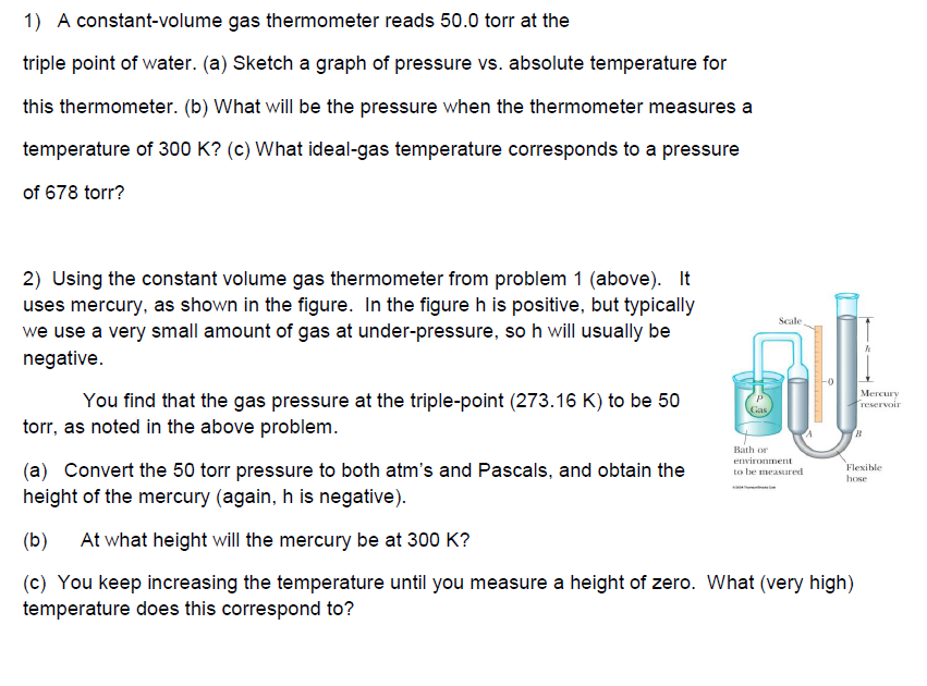 constant pressure gas thermometer problem delta h