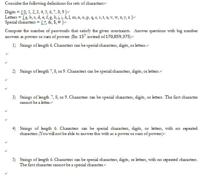 Solved Consider The Following Definitions For Sets Of Cha Chegg Com