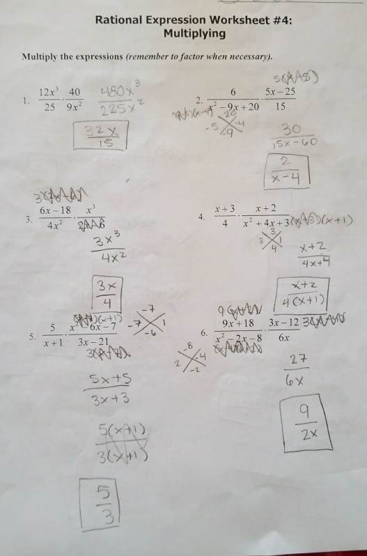 Solved Rational Expression worksheet #4: Multiplying | Chegg.com