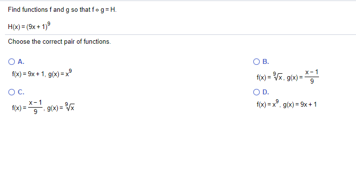 Solved Find Functions F And G So That F O G H H X Chegg Com