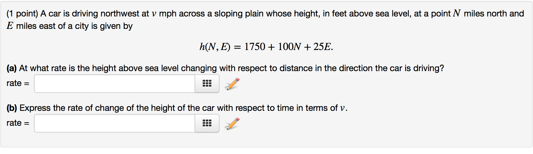 Solved A Car Is Driving Northwest At Vv Mph Across A Slop Chegg Com