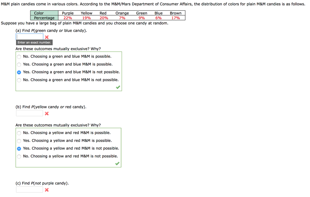 According to Mars, Inc. the distribution of colors in a bag of M&M