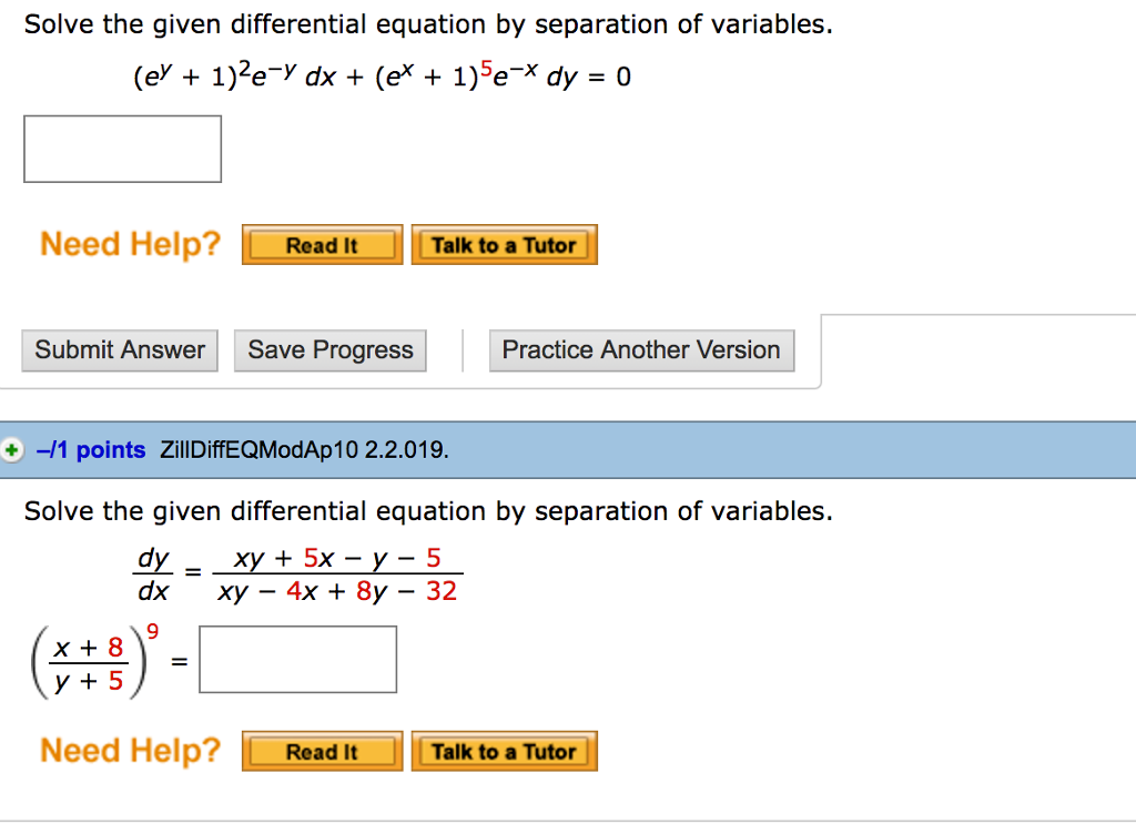 Solved Solve The Given Differential Equation By Separation Chegg Com