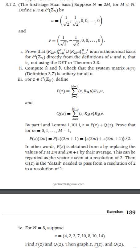 3 12 The First Stage Haar Basis Suppose N 2m Chegg Com