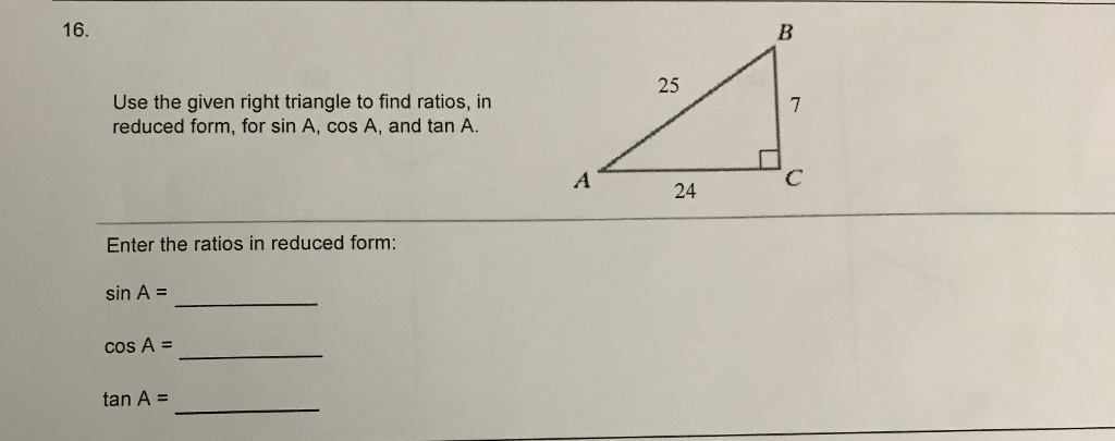 Solved: 16. 25 Use The Given Right Triangle To Find Ratios ...