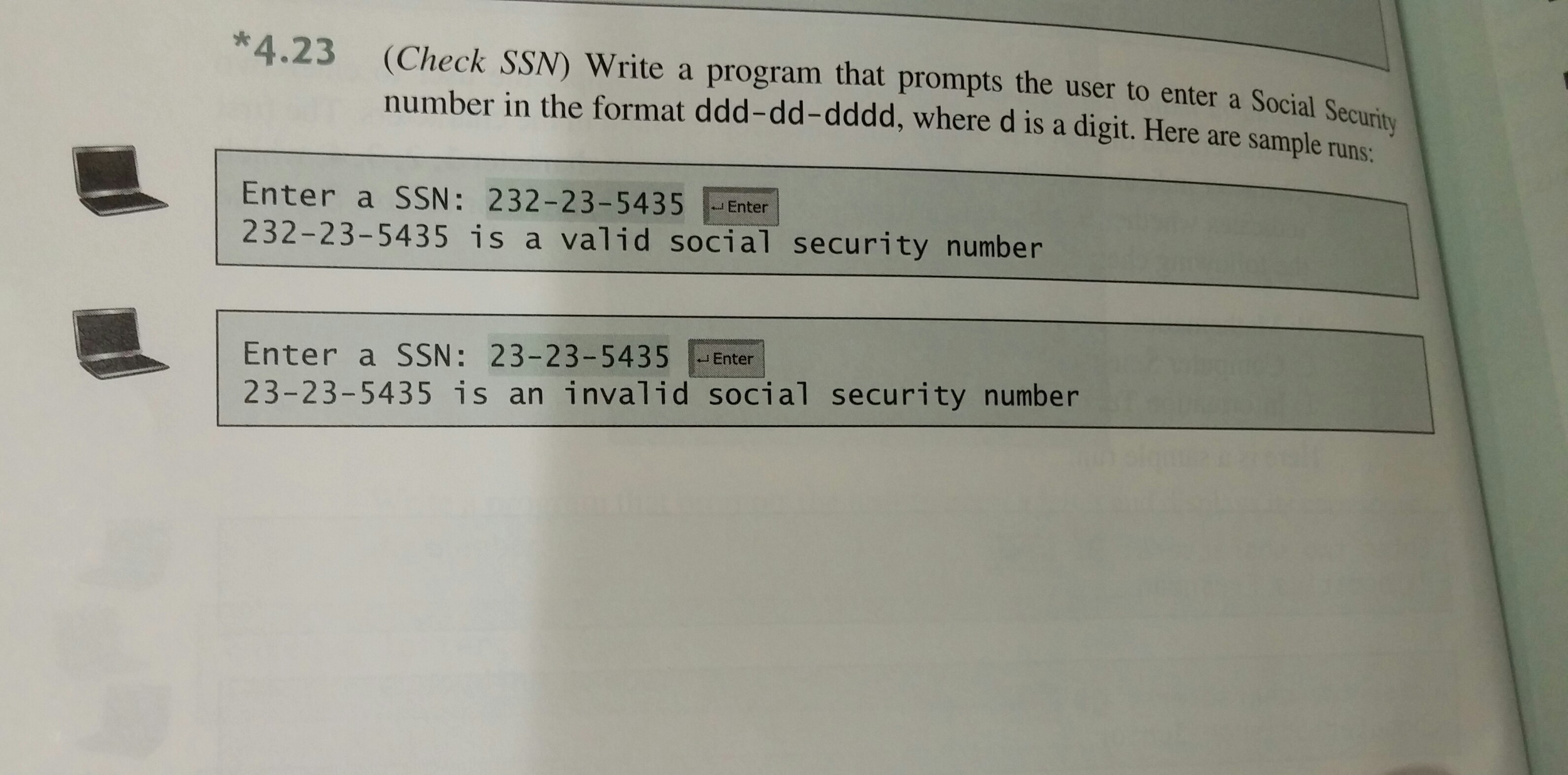 number d security social with The A That (Check 4.23 Prompts SSN) Program Write Solved: