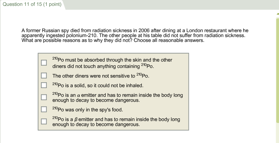 Worksheets Ph & Poh Russian Answer Work Sheet chemistry archive april 24 2015 chegg com image for a former russian spy died from radiation sickness in 2006 after dining at a