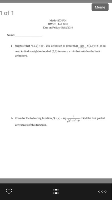 Solved Suppose That F X Y Xy Use Definition To Prove Chegg Com