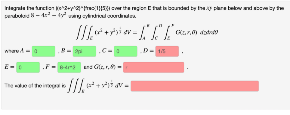 Solved Integrate The Function X 2 Y 2 Frac 1 5 Over Chegg Com