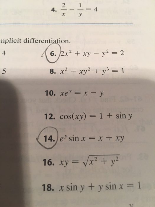 Find Dy Dx By Implicit Differentiation 2x 2 Xy Chegg Com