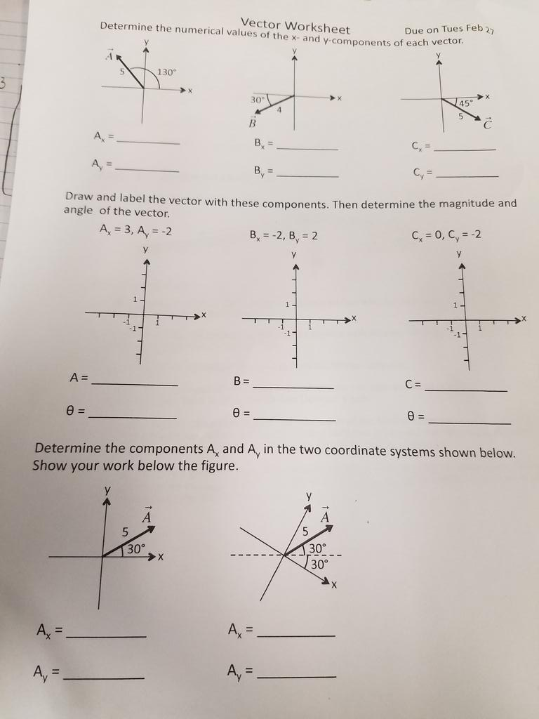 Solved Vector Worksheet Determine the numerical values of  Chegg.com With Regard To Vectors Worksheet With Answers