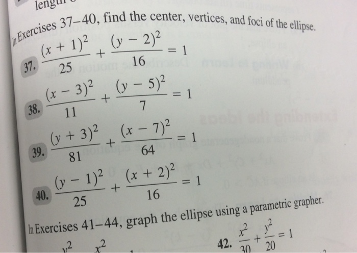 Find The Center Vertices And Foci Of The Ellipse Chegg Com