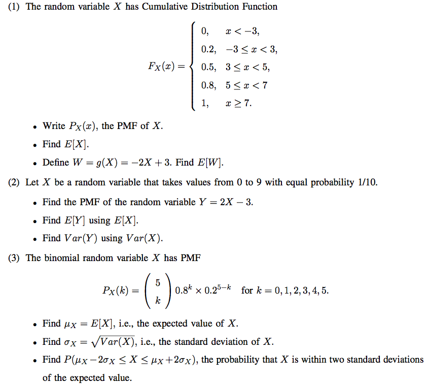 The Random Variable X Has Cumulative Distribution Chegg Com