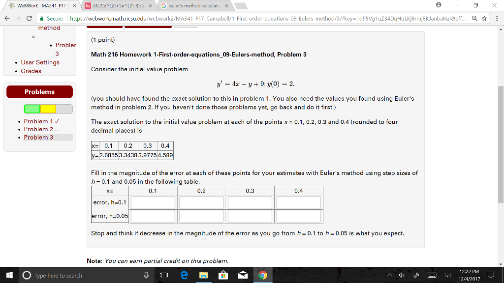 Solved Webwork Ma341 F 17 ˊ 4 2 E 2 5e 2 3 Ex Chegg Com