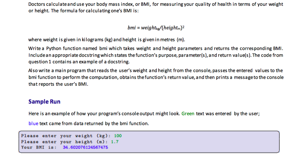 Solved Doctors Calculate And Use Your Body Mass Index Or