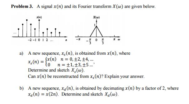 Solved A Signal X N And Its Fourier Transform X Omega A Chegg Com