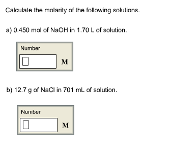 1 of solution naoh Solved: Solutions The The Molarity Calculate Following Of